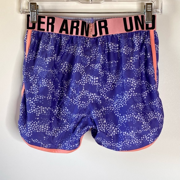 Under Armour Girls Running Shorts Youth Large Purple Folderover Waist Loose Fit - Picture 8 of 11